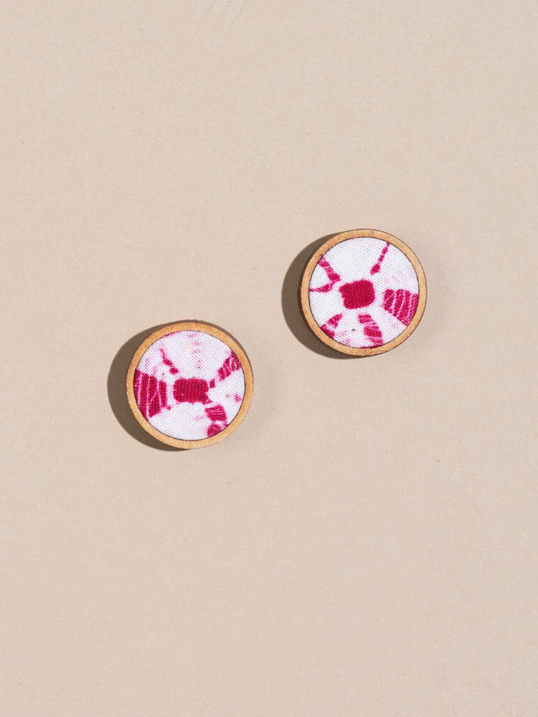WHE Upcycled Fabric Wooden Circular Studs