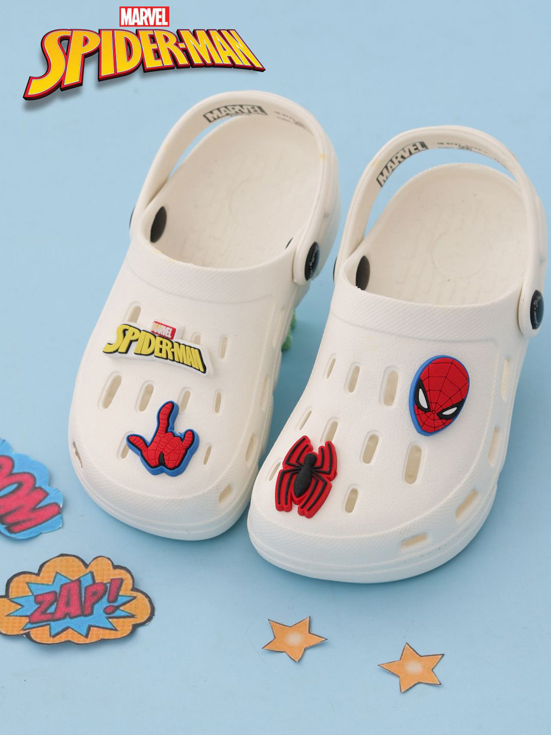 Disney By Yellow Bee Boys Marvel Spider-Man Clogs With Web & Hero Charms Clogs