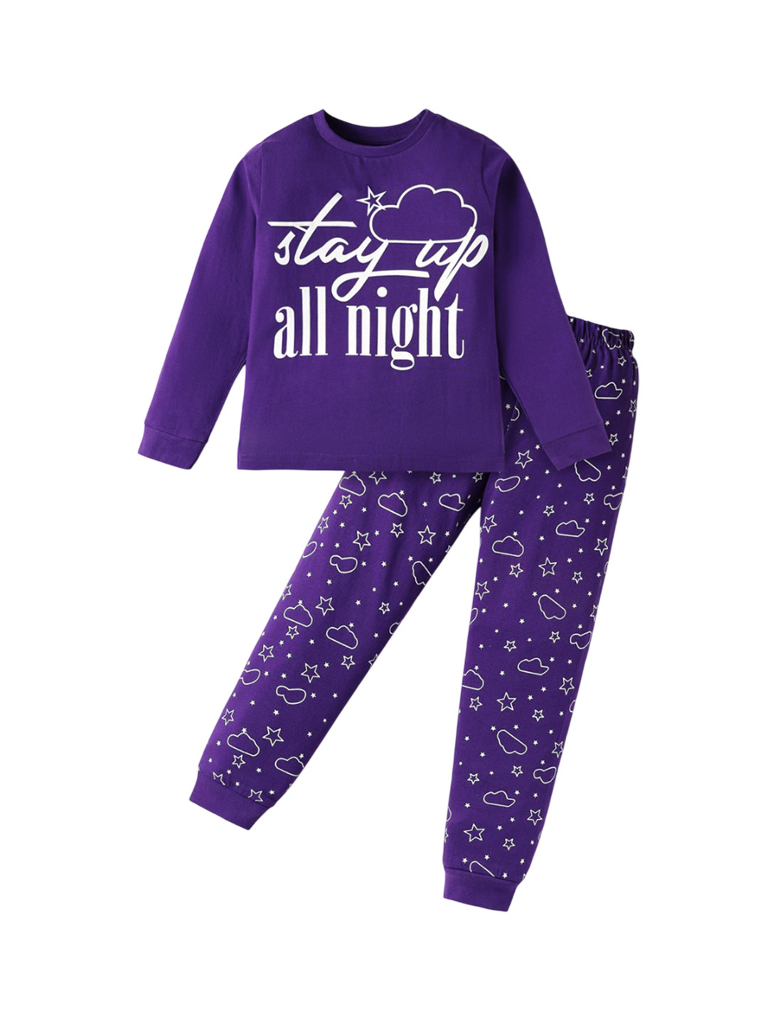 UNICORNS Kids-Unisex Typography Printed T-shirt Regular Night suits