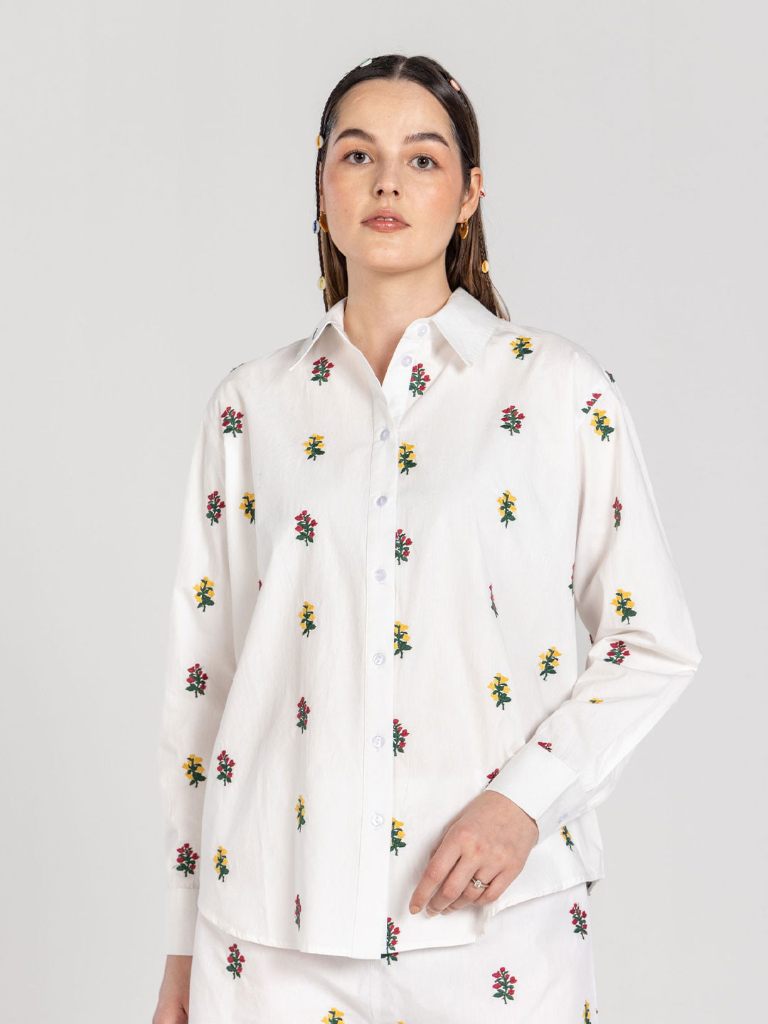 Past Modern Relaxed Spread Collar Cotton Shirt