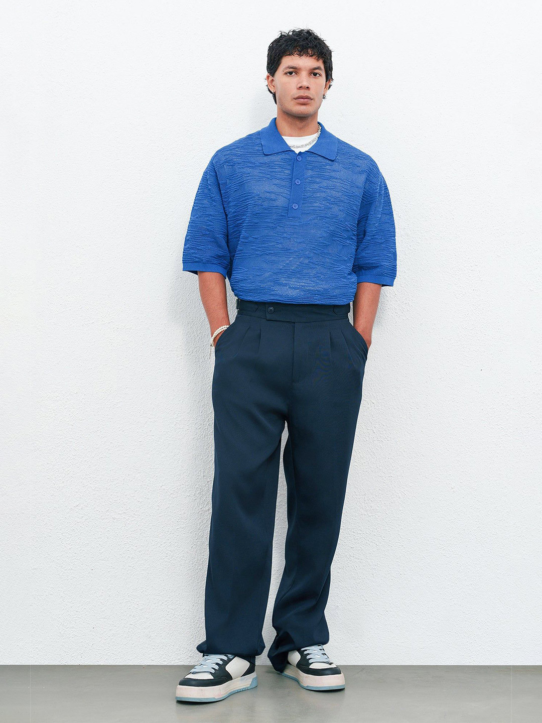 FREAKINS Silent Navy Adjustable Men's Straight Korean Pants