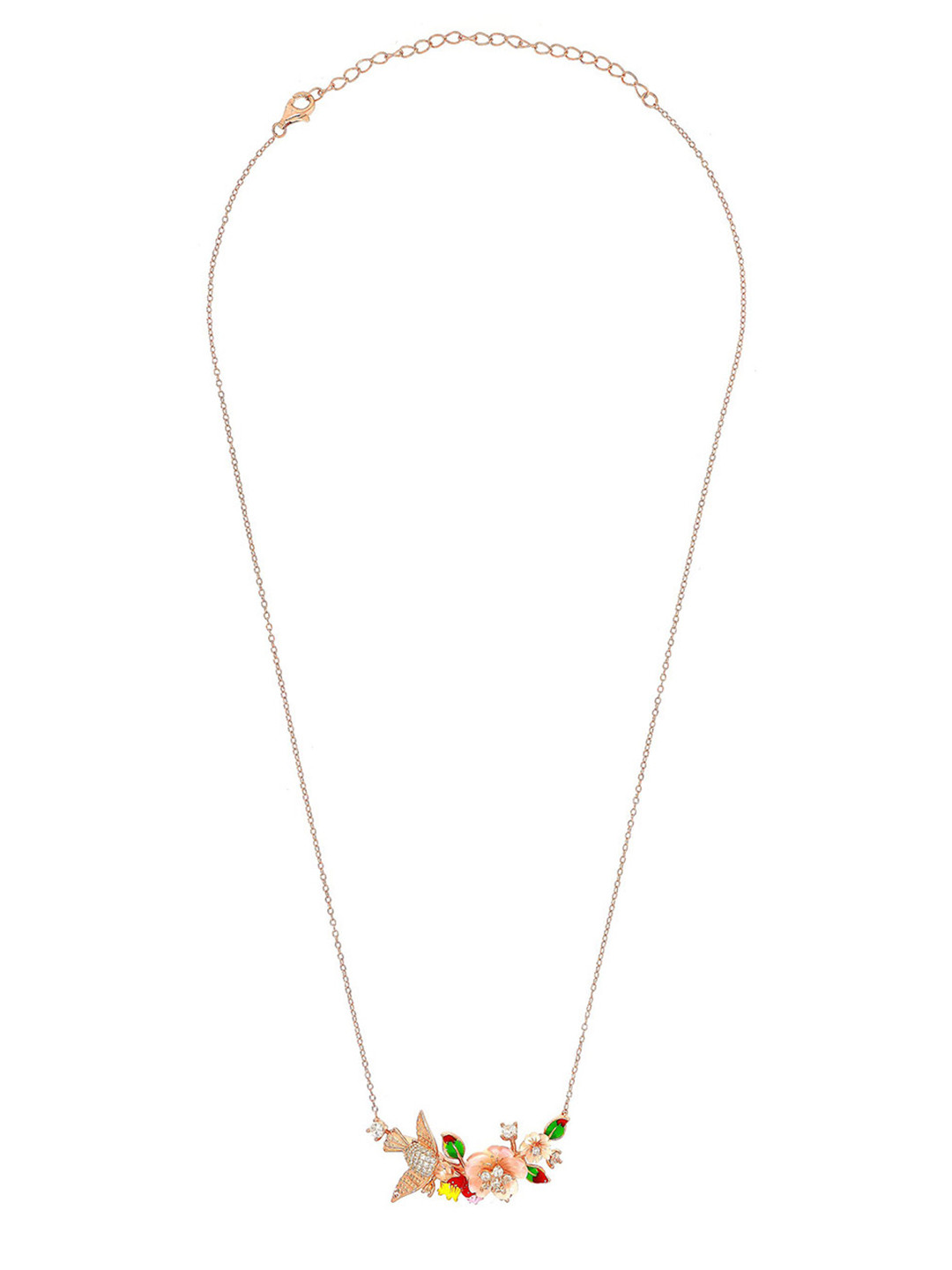 BHIMA 925 Sterling Silver Floral Melody Silver Stone Fancy Necklace Set