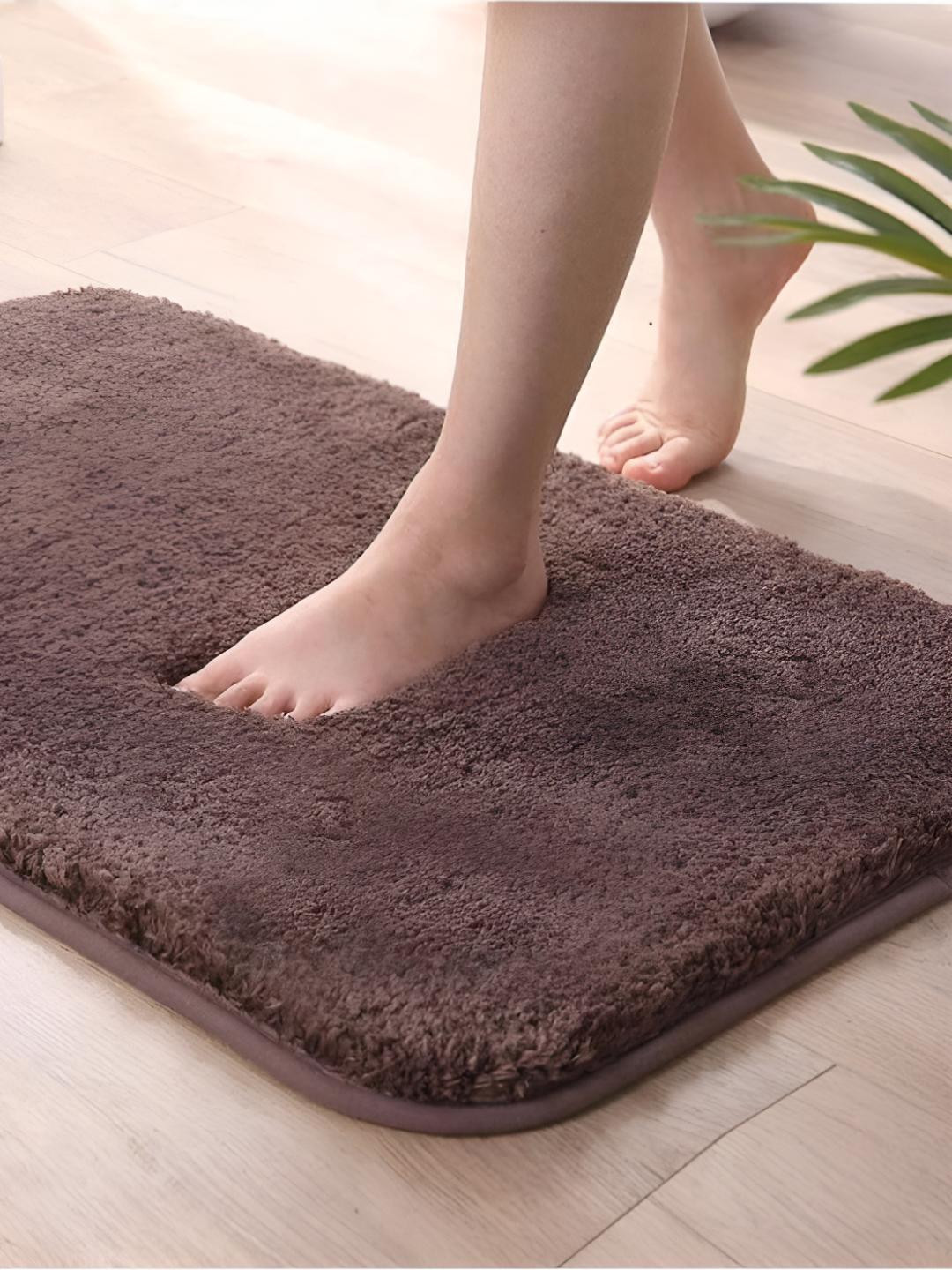 GBL COLLECTION Brown Anti-Skid Water Resistant Bath Rugs