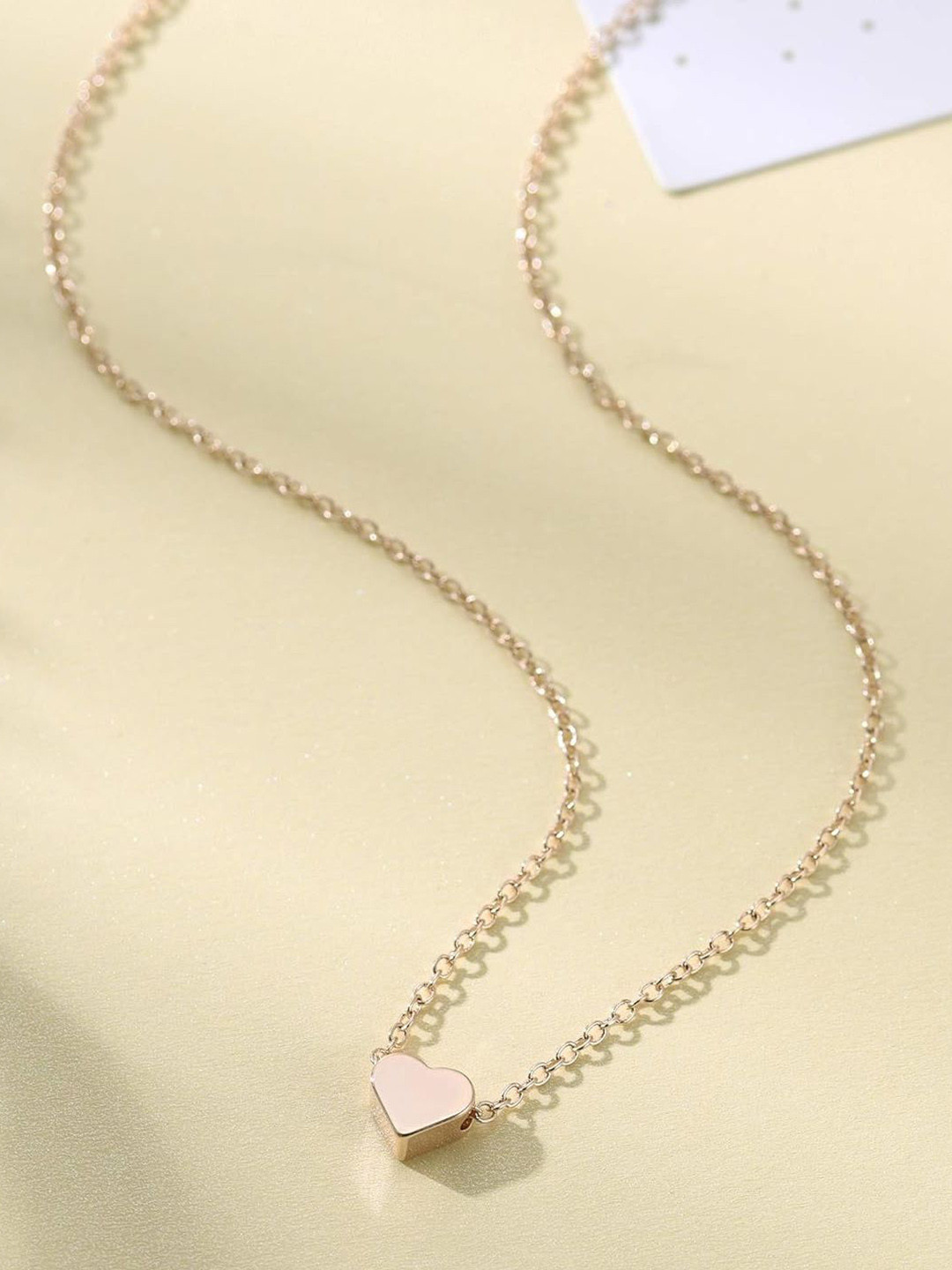Uniqon Rose Gold-Plated Heart Shaped Pendants with Clavicle Chain