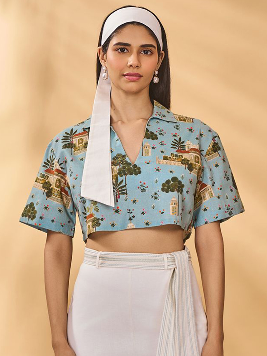 Masaba Women Blue Minature Dreams Crop Top