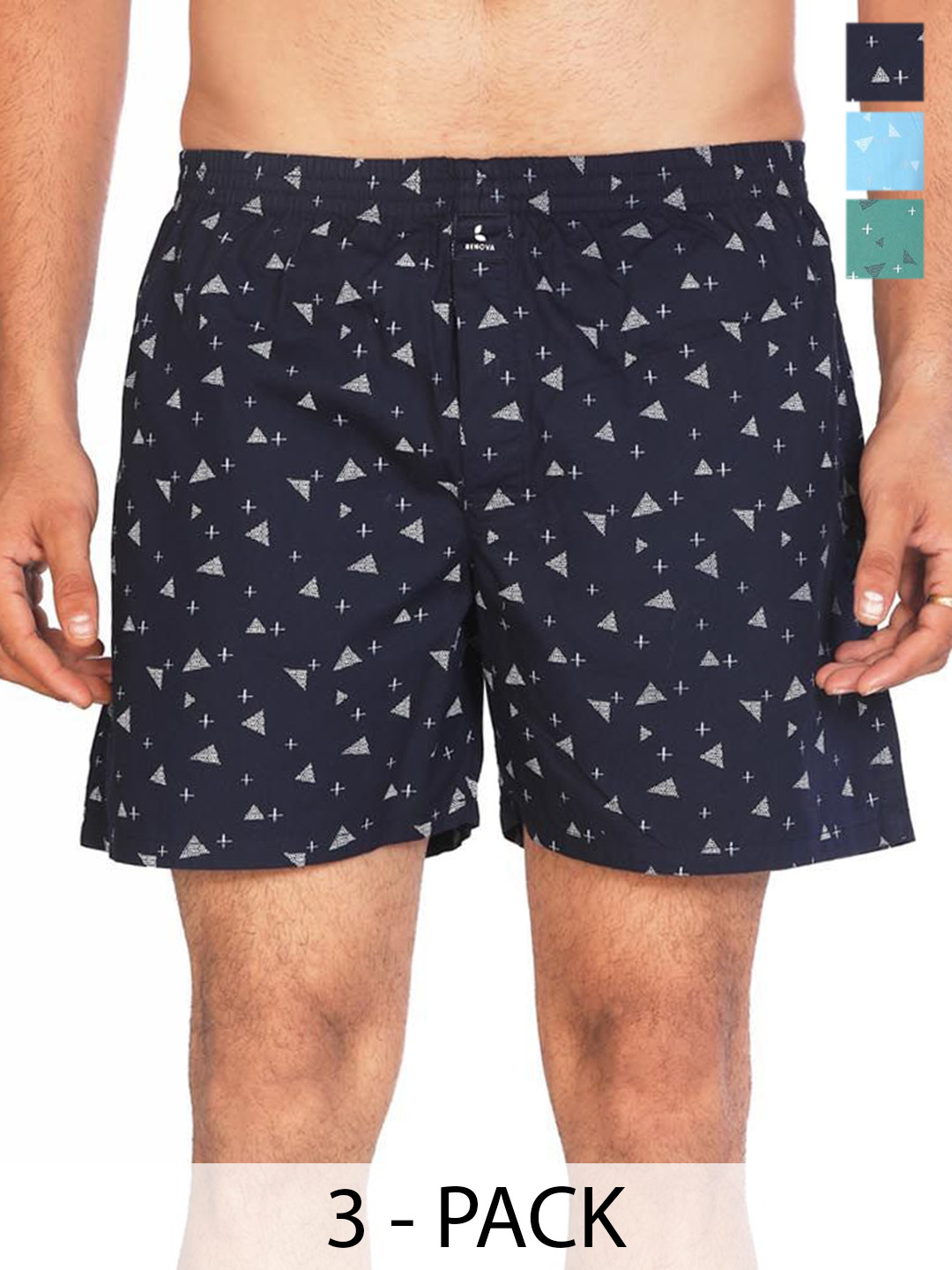 BENOVA Pack Of 3 Printed Pure Cotton Lightweight Boxers - BNV-02-P3-S