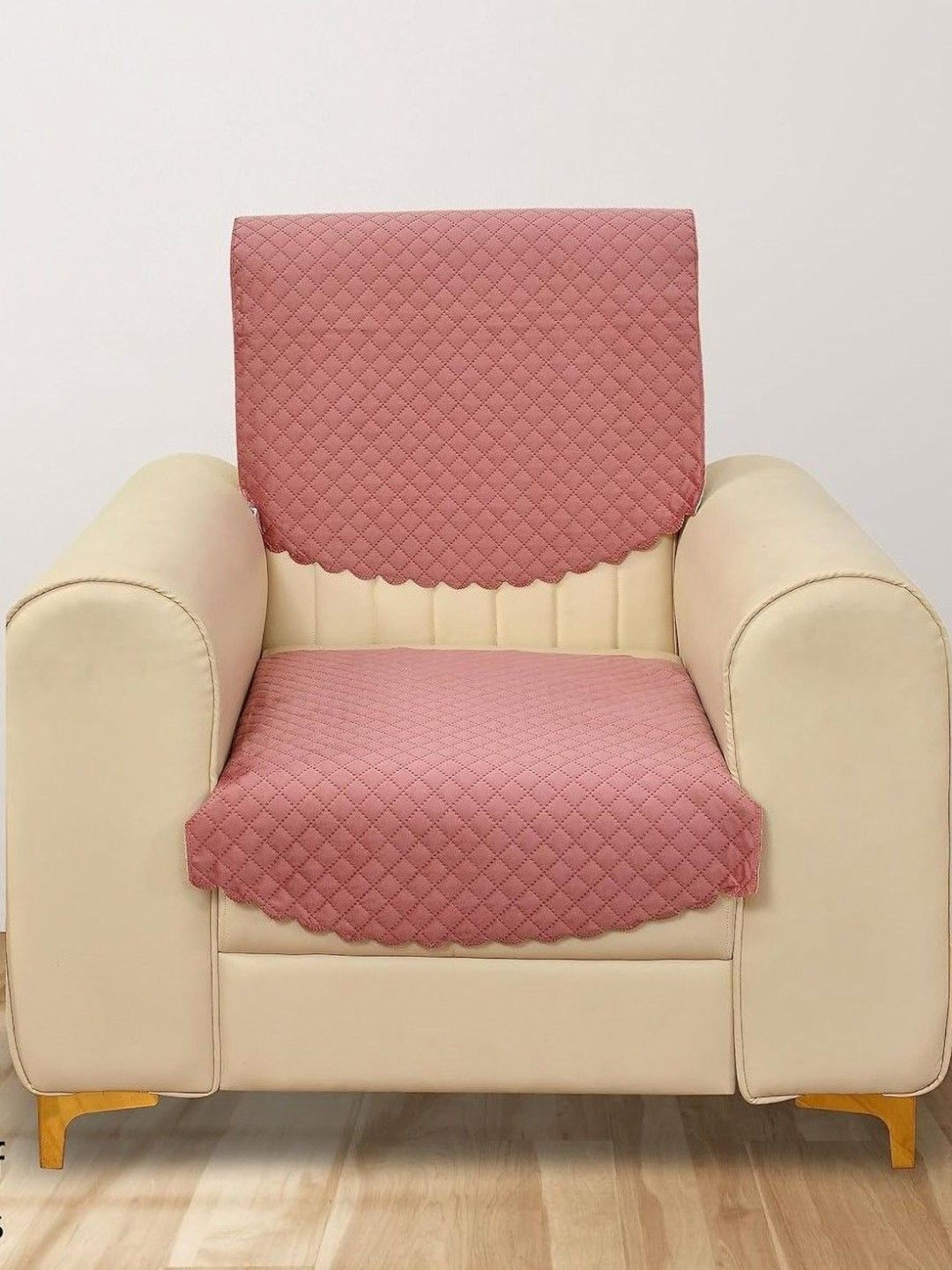 Aura Rust Checked Velvet 1 seater Sofa Cover