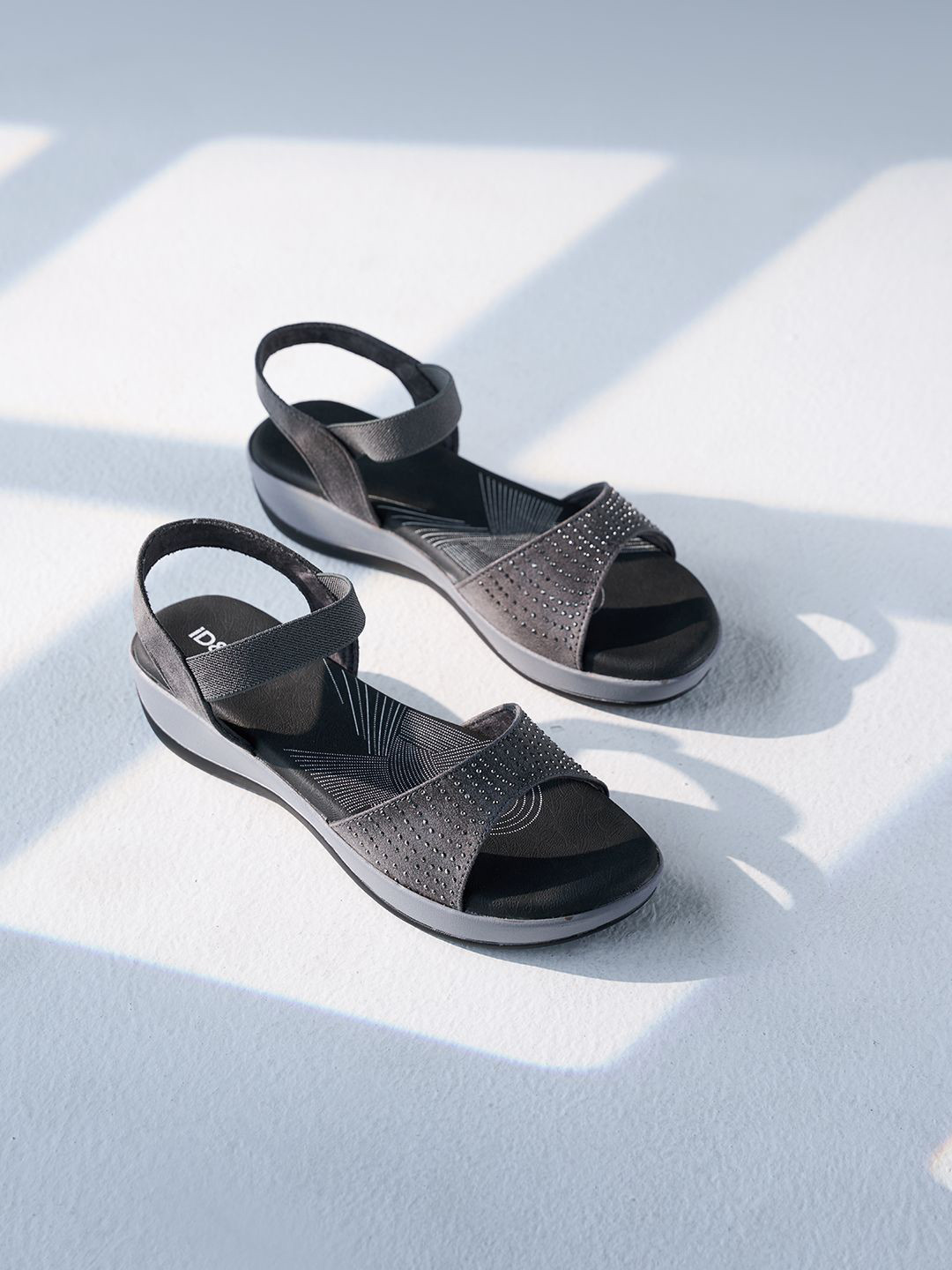 ID Women Grey Slingback Strap Sandals