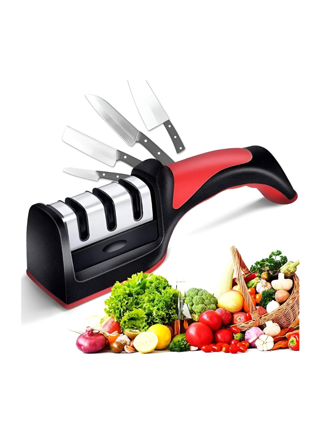 DeoDap Red Stainless Steel Knife Sharpener