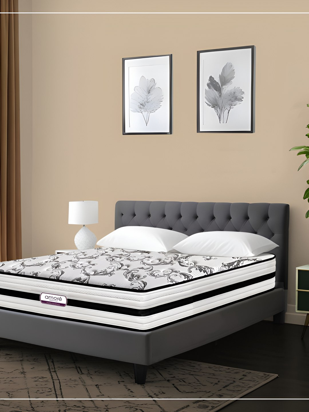 Amore Orthoplus Plush Quilted Pocket Spring Mattress Queen Size (72x60x8) Medium Firm