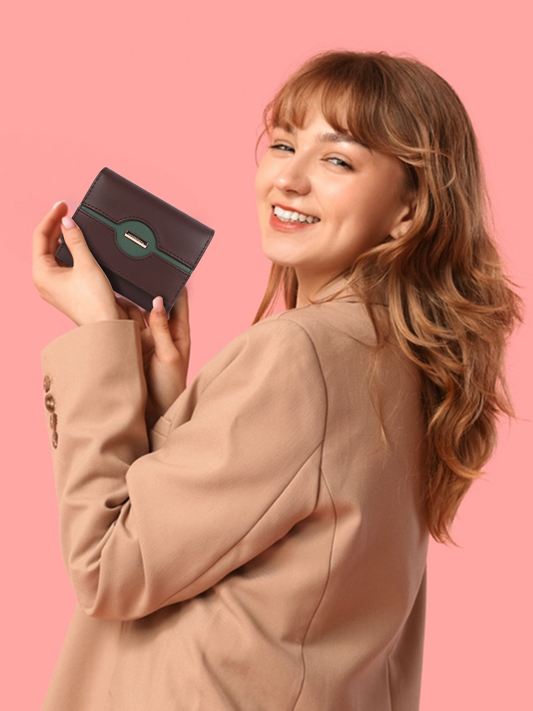 YESSBENZA Women Brand Logo Colourblocked Quilted Two Fold Wallet