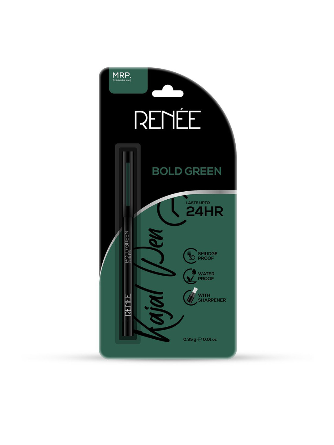 Renee Long-Lasting Smudge-Proof Kajal Pen with Sharpener 0.35g - Bold Green