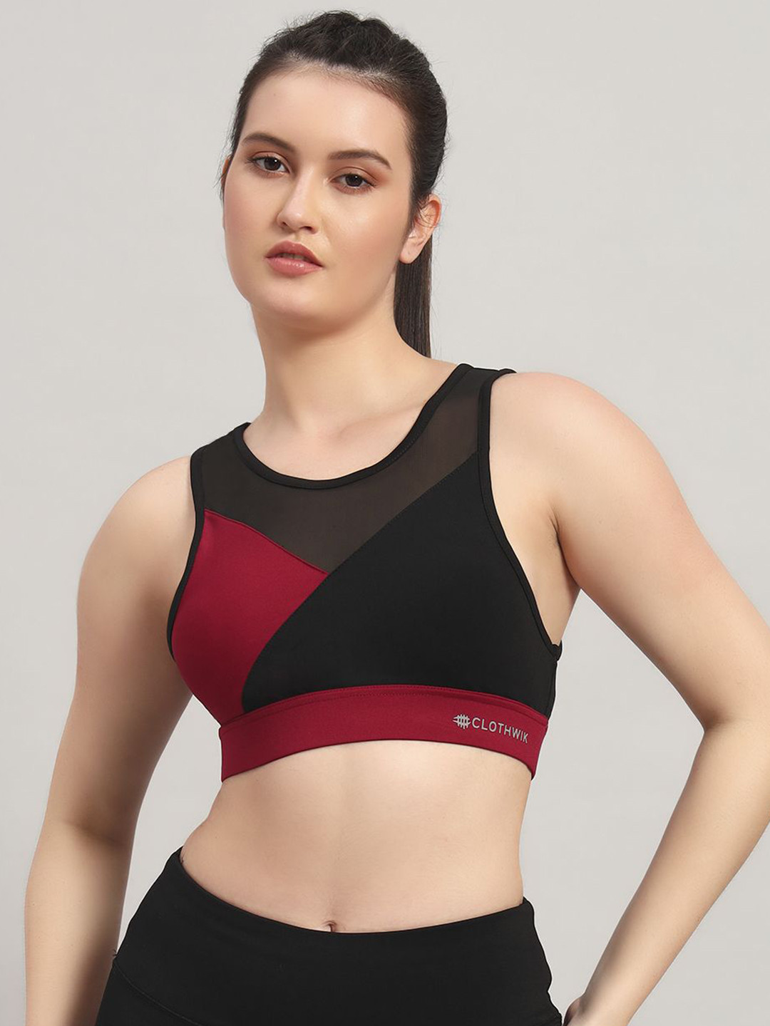 CLOTHWIK COLLECTION Colourblocked Full Coverage Removable Padding Workout Bra