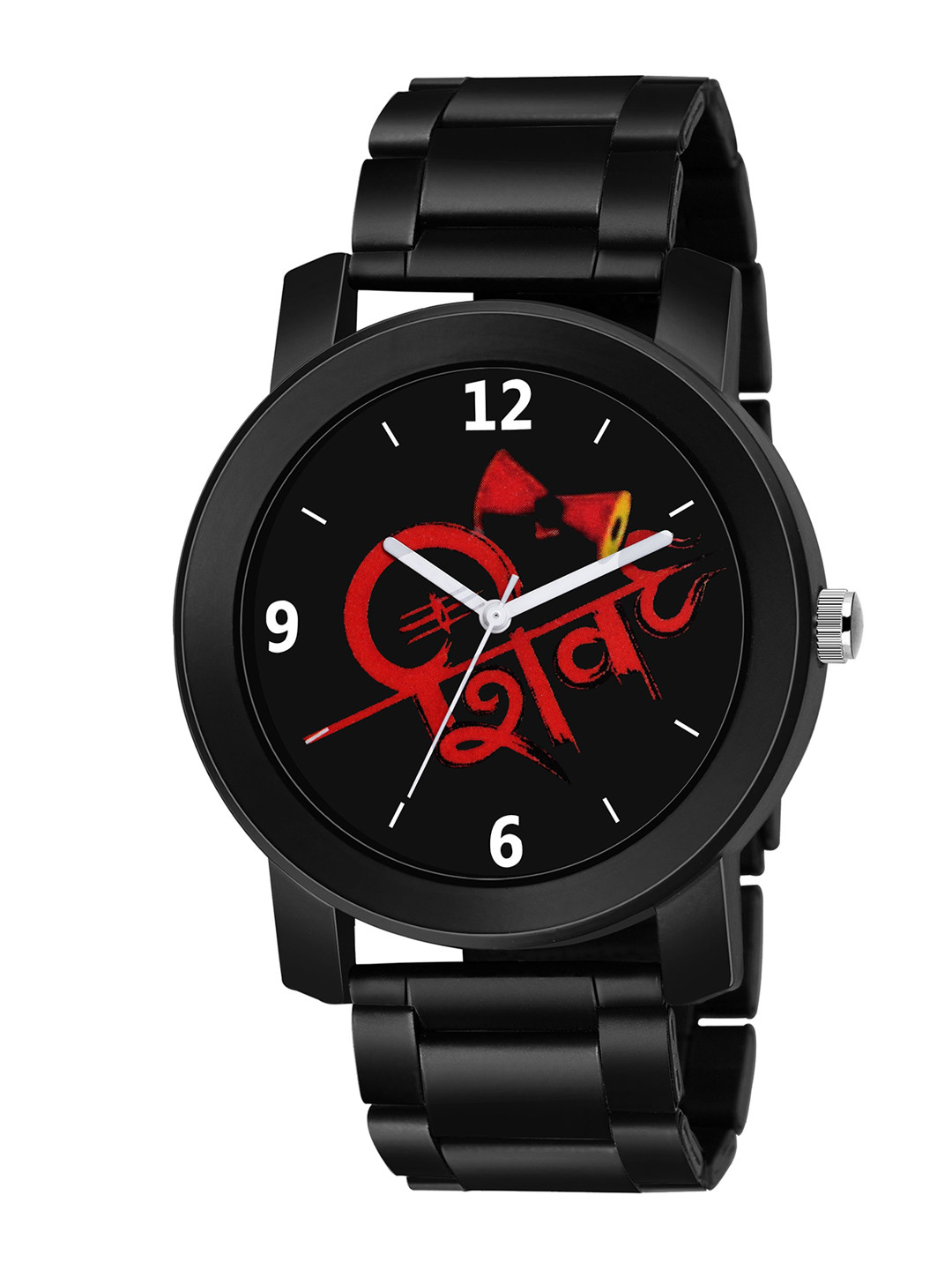 SWADESI STUFF Men Printed Dial & Bracelet Style Straps Analogue Watch METAL BLACK 7B