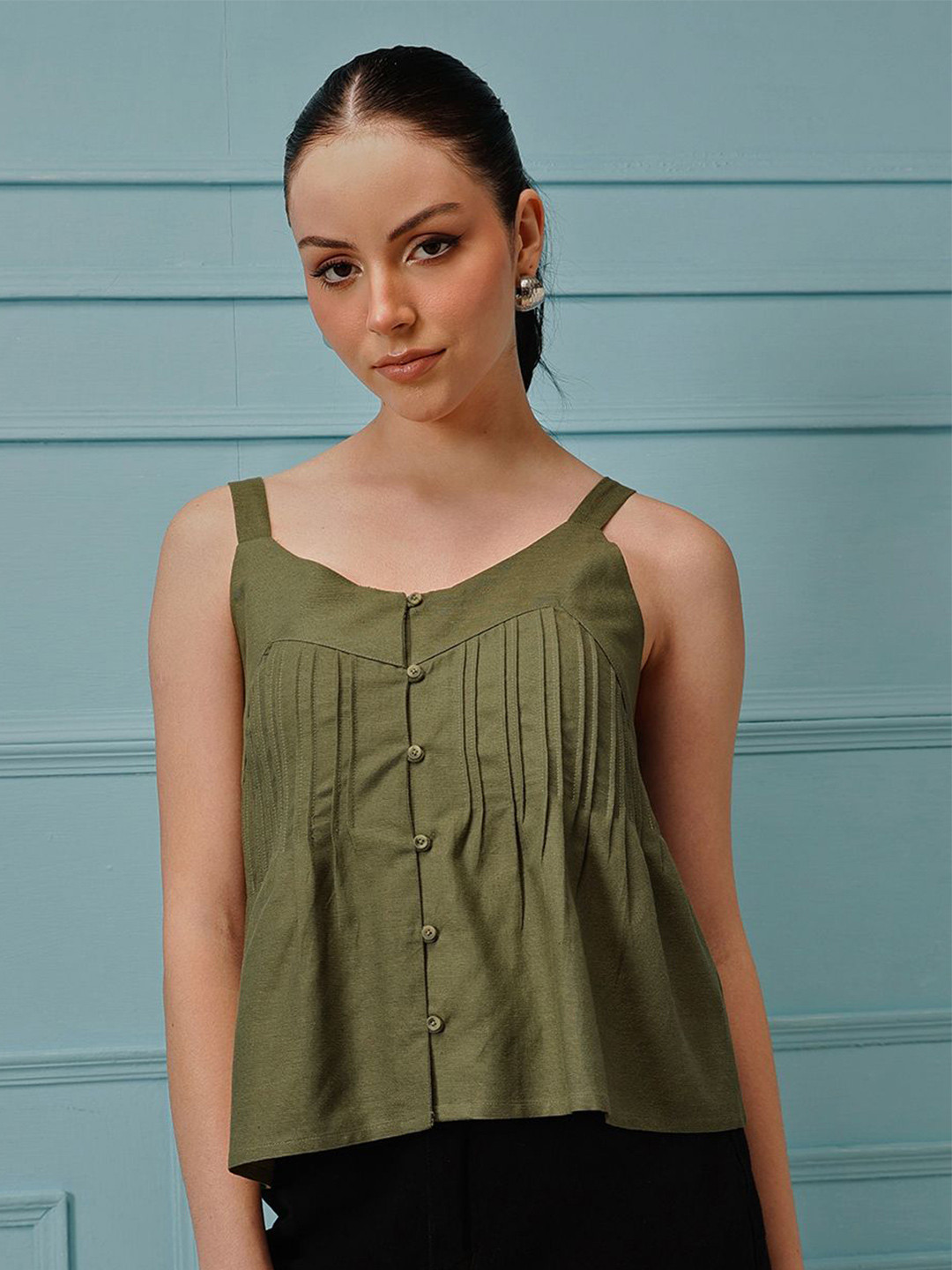 Qazmi Women's Cotton Linen Tank Top