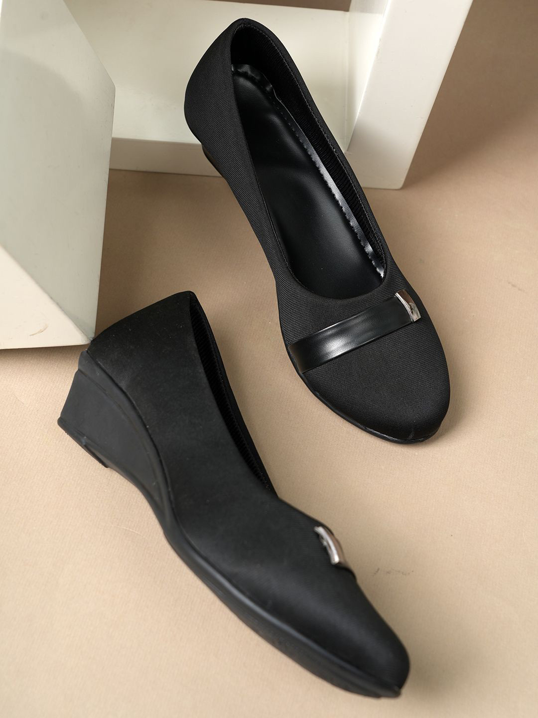 SAPATOS Women Round Toe Comfort Wedges Heel Pumps