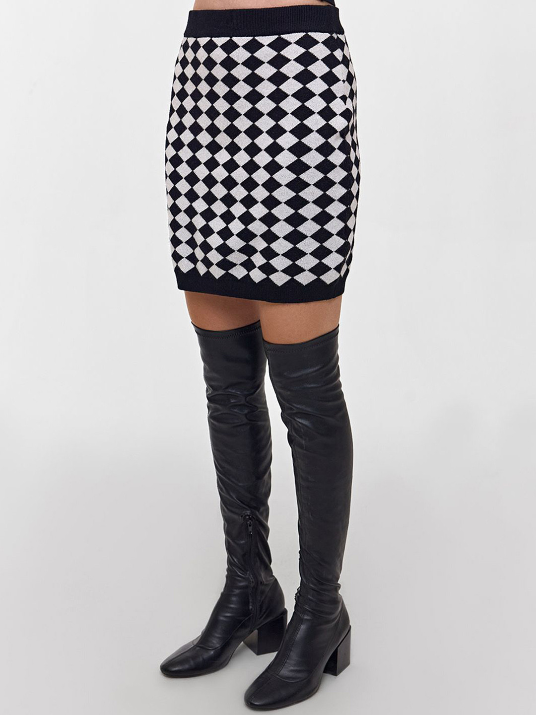 COVER STORY Checked A-Line Mini Skirt