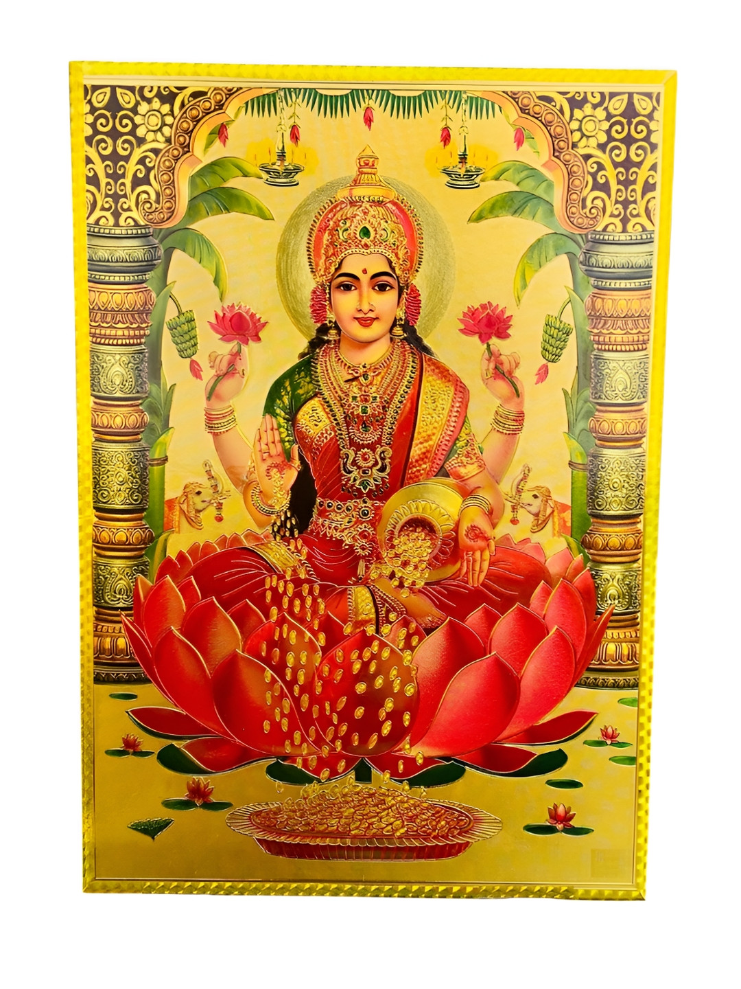 SHOP BY ROOM Devi Lakshmi Wood Glossy Hanging Pooja Room Spiritual Wall Decor-12In