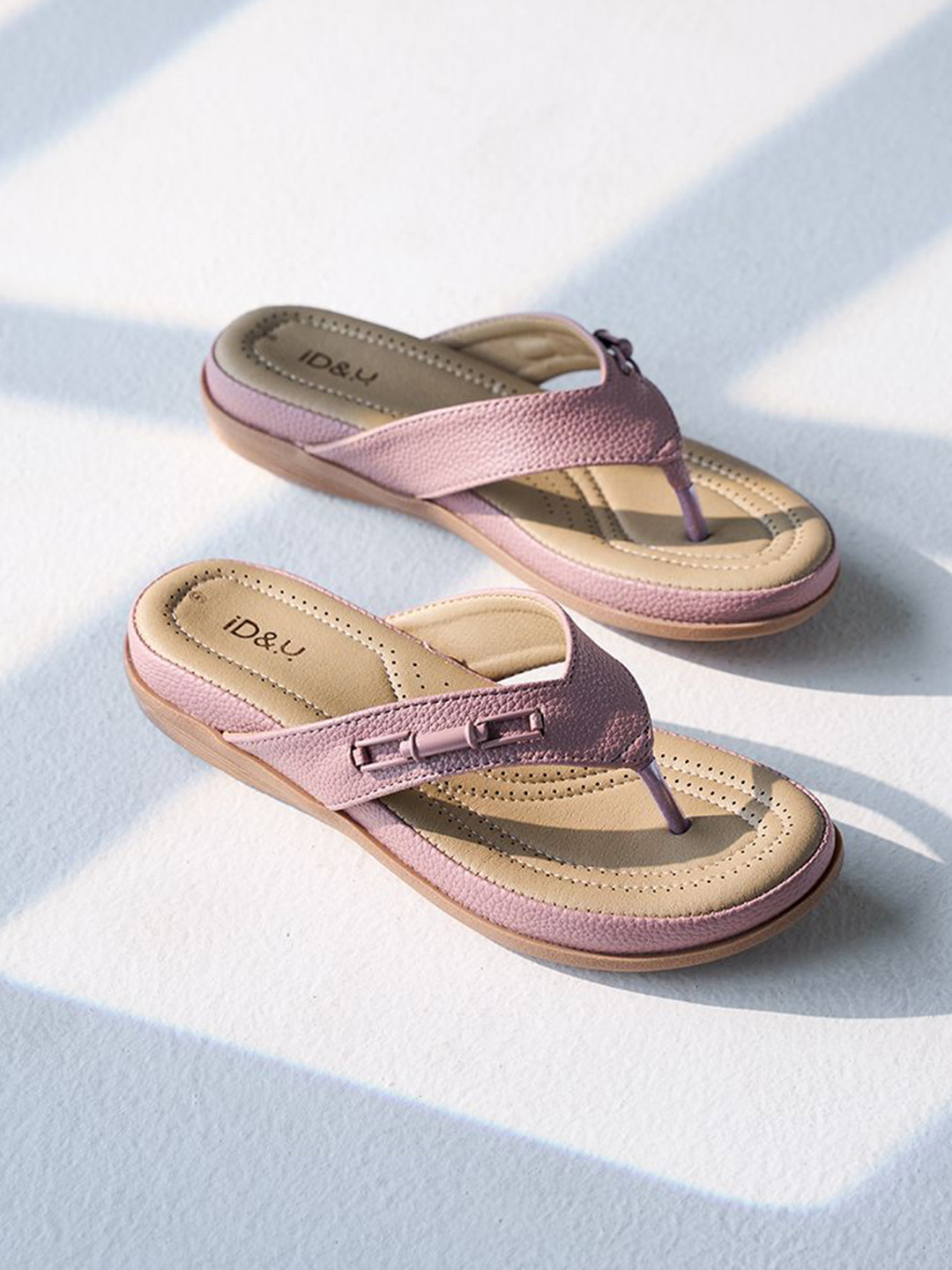 ID Women Synthetic Leather T-Strap Flats With Buckles