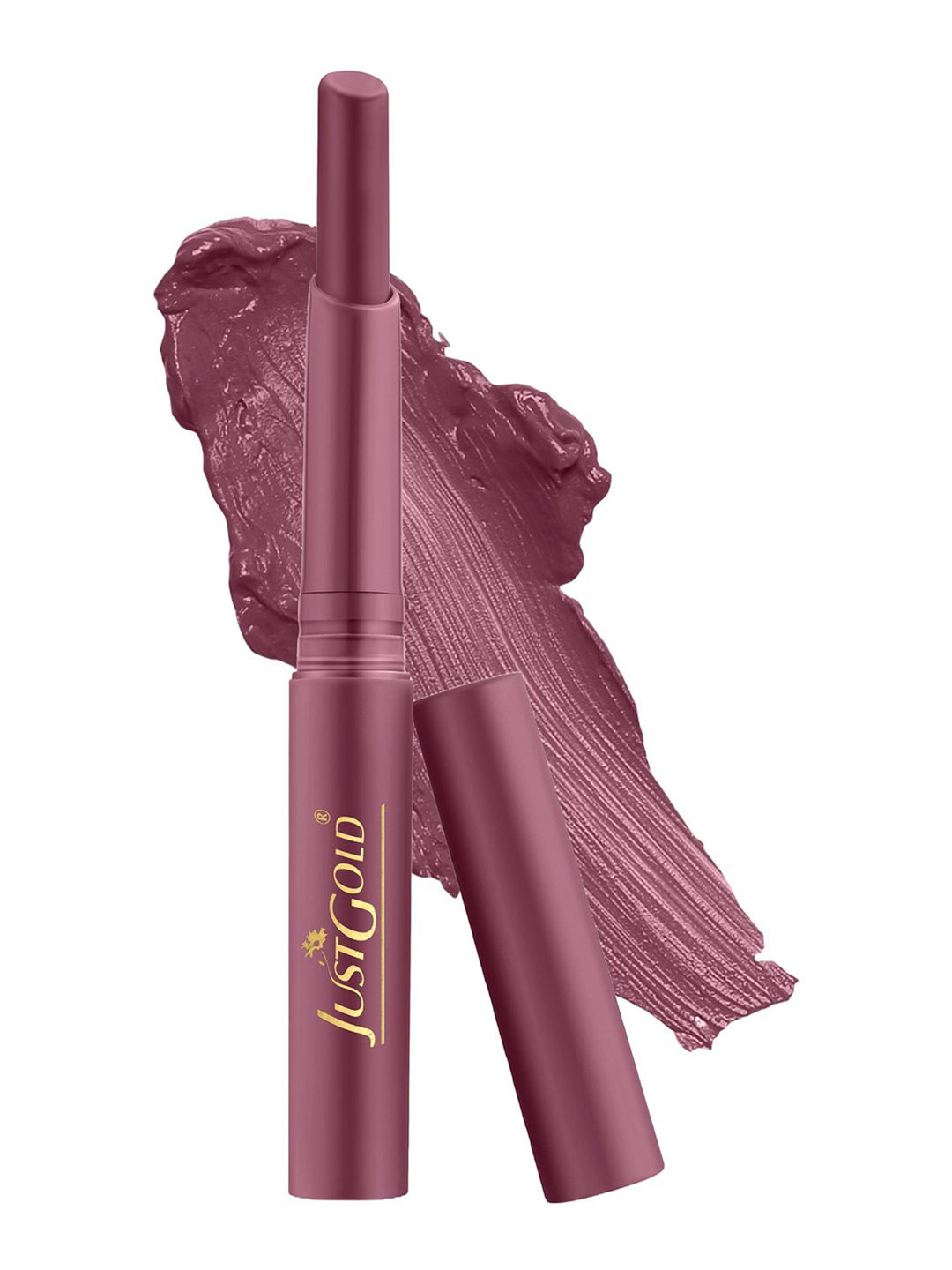 JUSTGOLD Long Lasting Matte Lipstick With Vitamin E & Aloe Vera - 4 g - Deep Purple 19