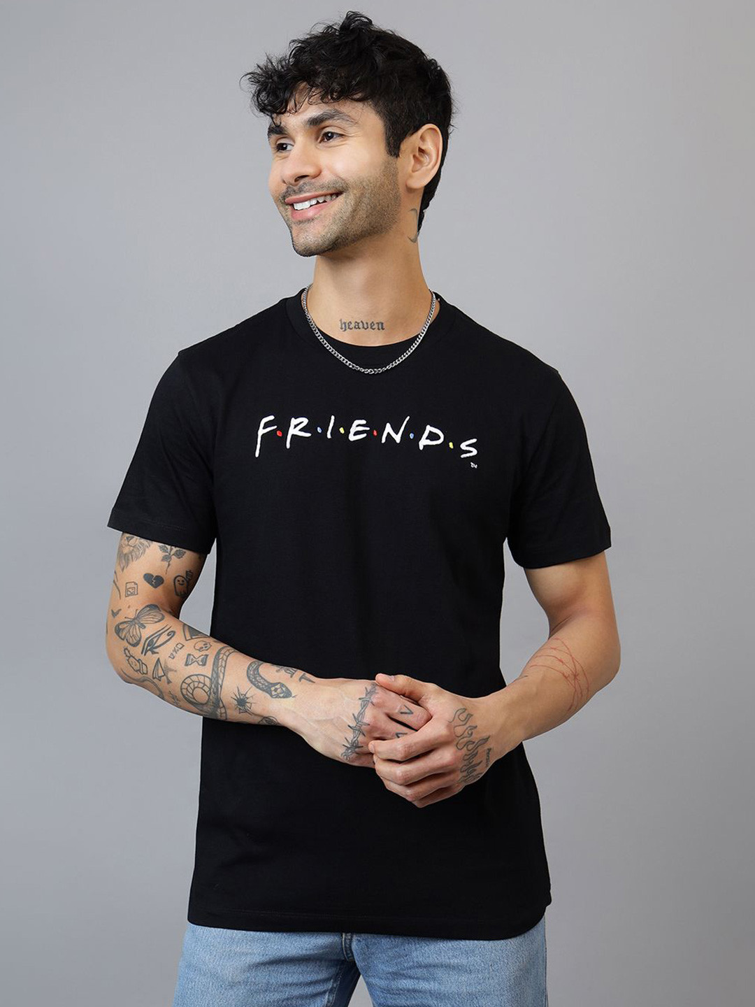 Free Authority FRIENDS Printed Round Neck Cotton T-shirt