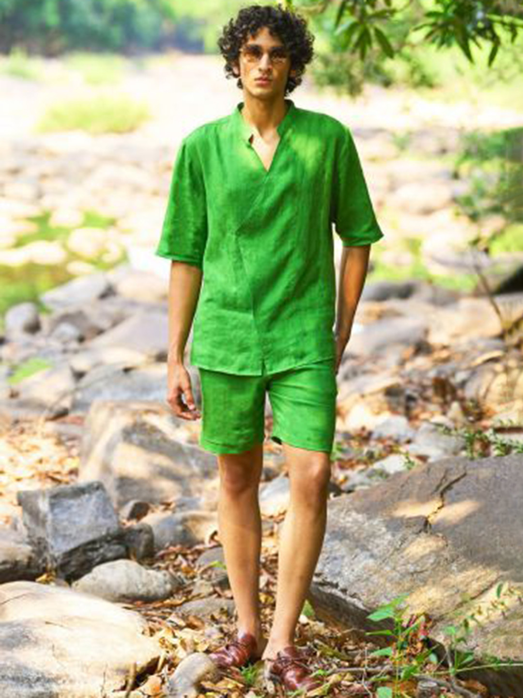 Dash and Dot Linen Shorts Set