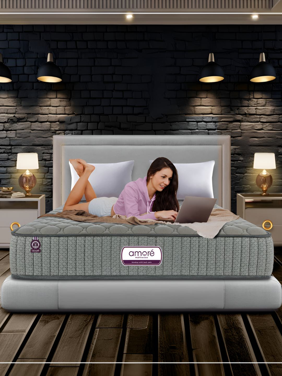 Amore Spine HR Foam Memory and Rebonded Foam Orthopedic Mattress Queen Size (84x60x8)