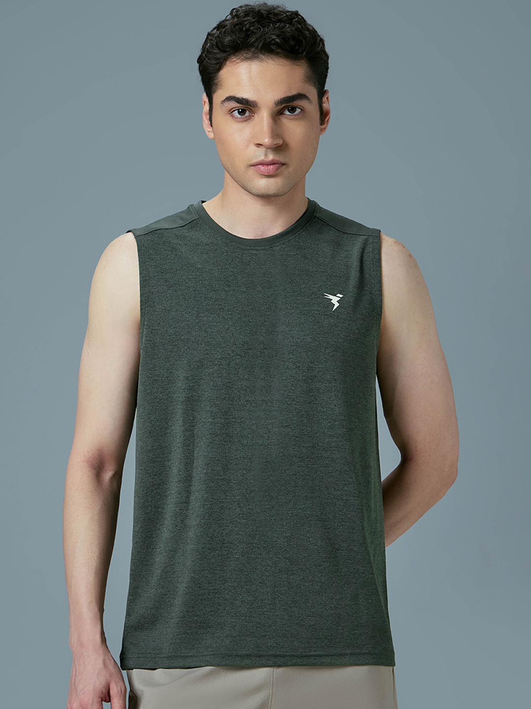 Technosport Self Design Slim Fit Sports Innerwear Vest With Double Cool MVP847TGMSML