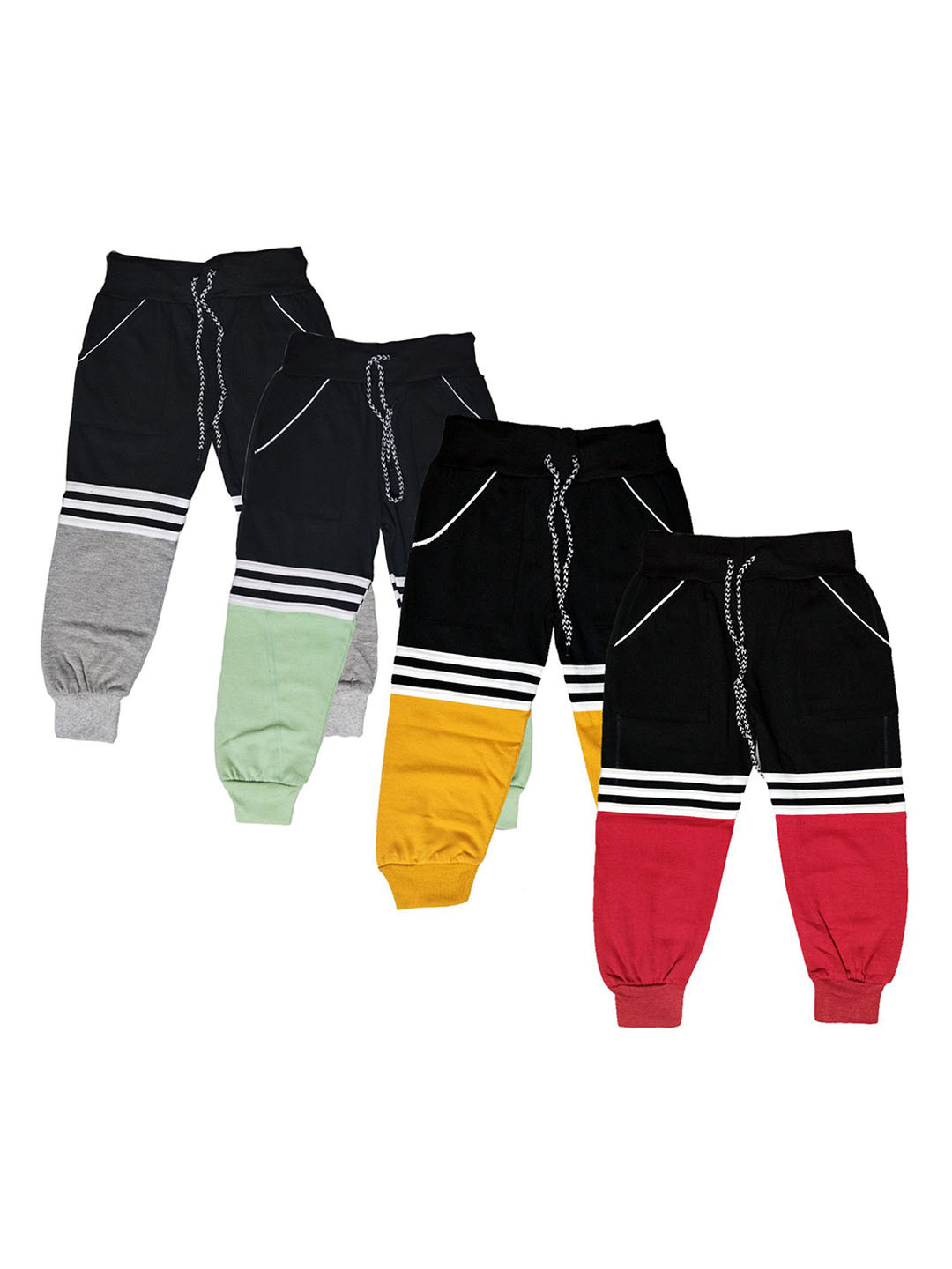 AMNOUR Infants Pack Of 4 Cotton Joggers