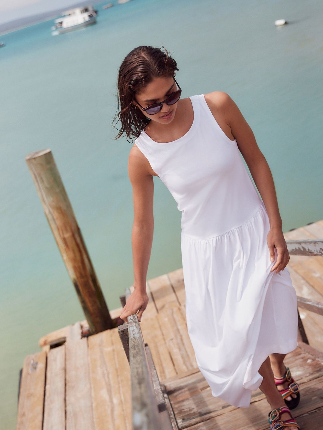 NEXT Gathers Drop-Waist Maxi Dress