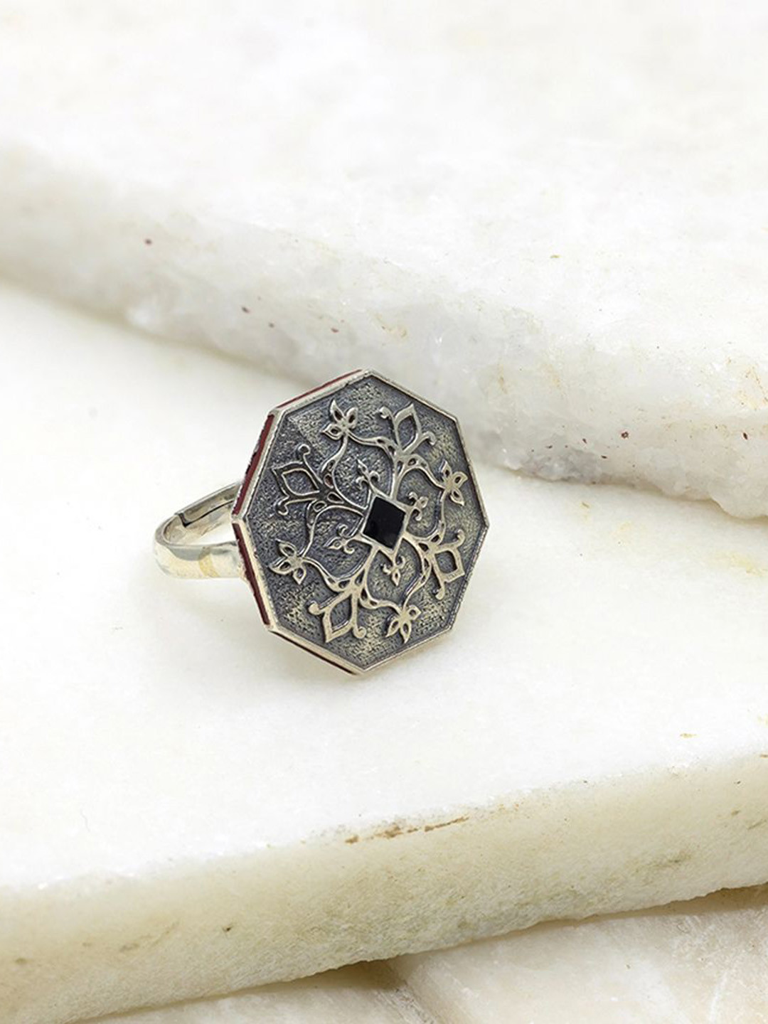 manner 925 Sterling Silver Sliver-Plated Goonj Tibari Binti Finger Ring