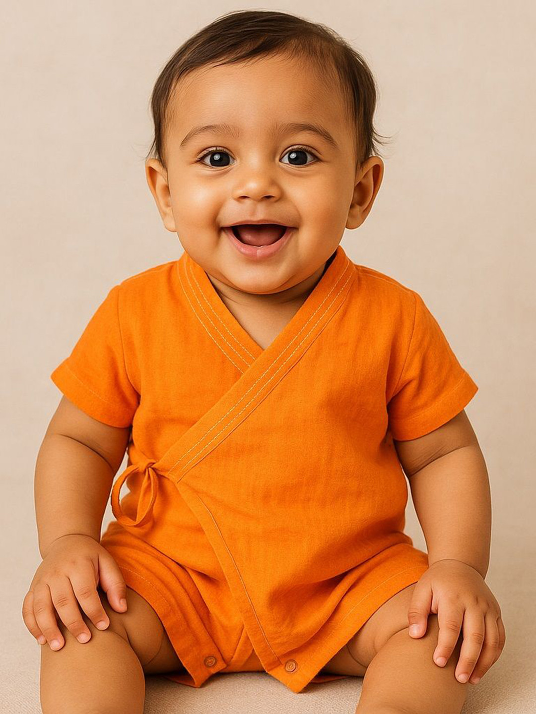 EARTHY TWEENS Infant Boys Orange Tangerine Bliss Kimono Romper