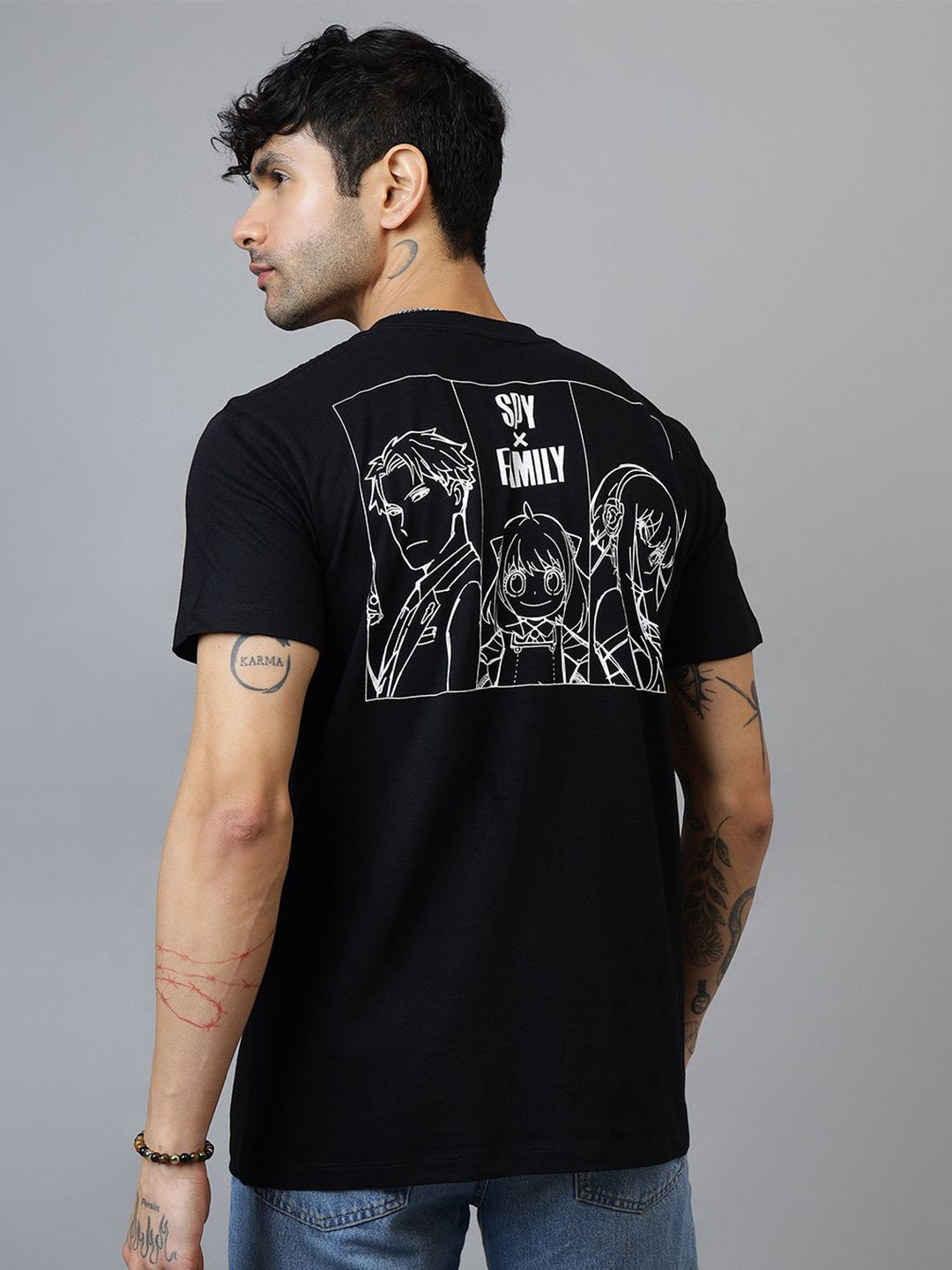 Free Authority Men Spy X Family Anime Graphic Printed Regular Fit Cotton Tshirt