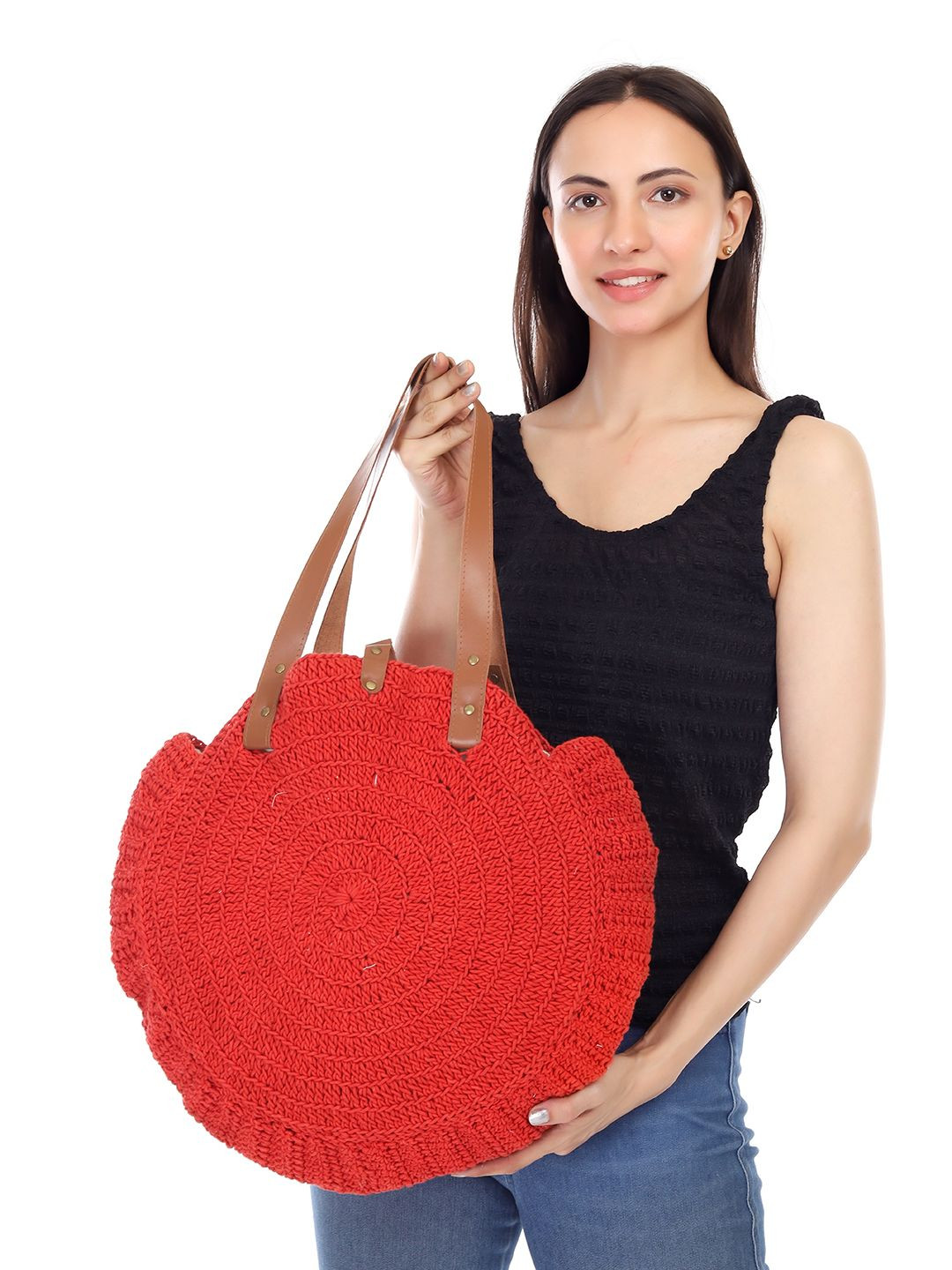 ITIHASIKALA Textured United Urbane Crochet Cotton Structured Shoulder Bag