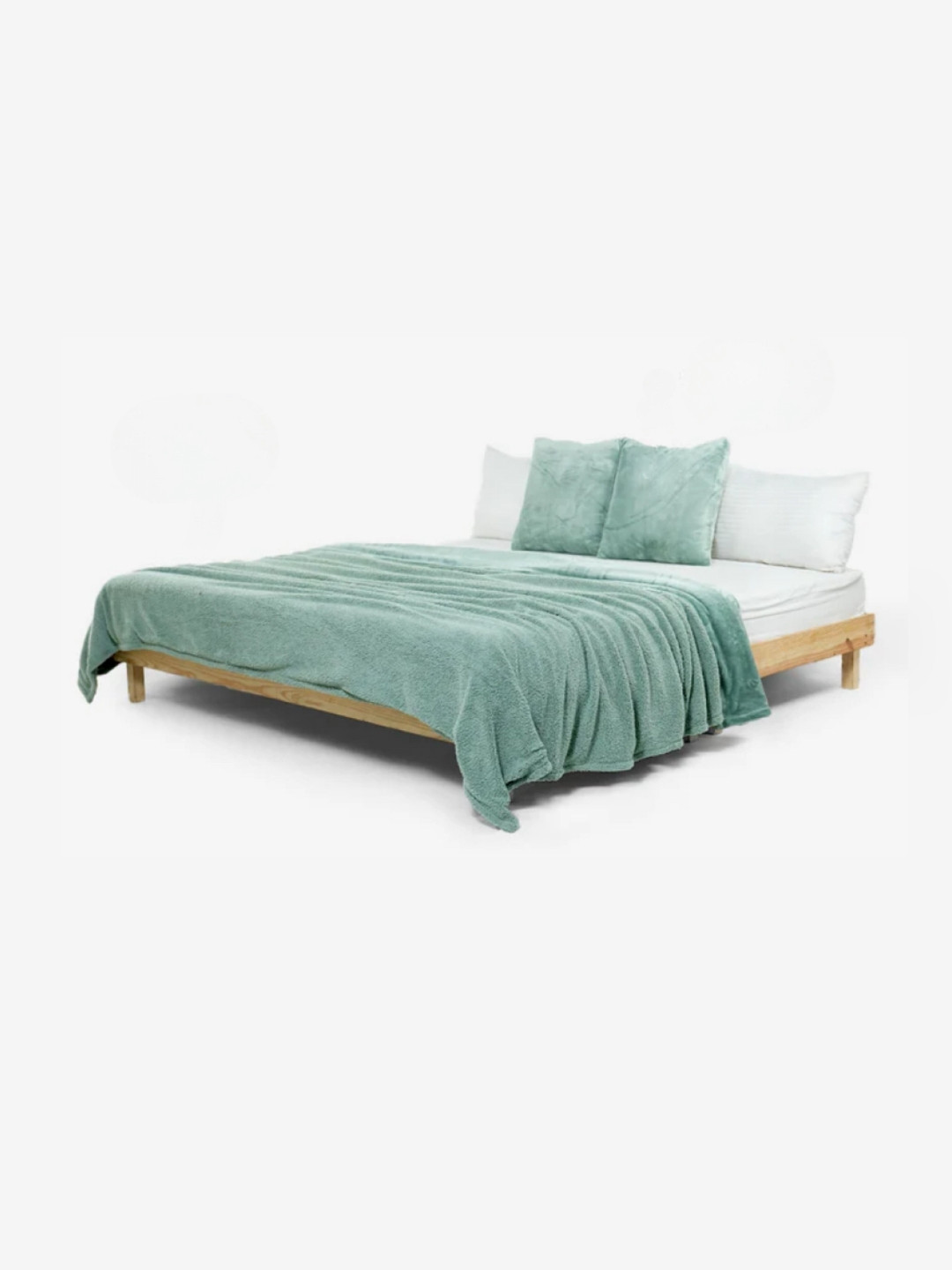 Zarf Green 3 Pcs Microfiber Heavy Winter Double Bed Quilt With Cushion Covers