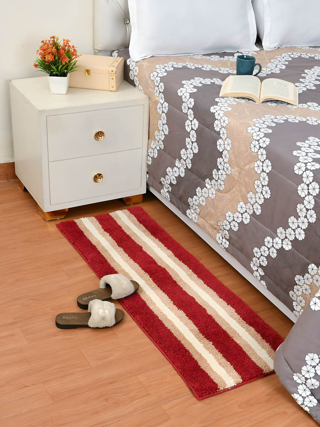 GBL COLLECTION Red & Cream Striped Floor Mat