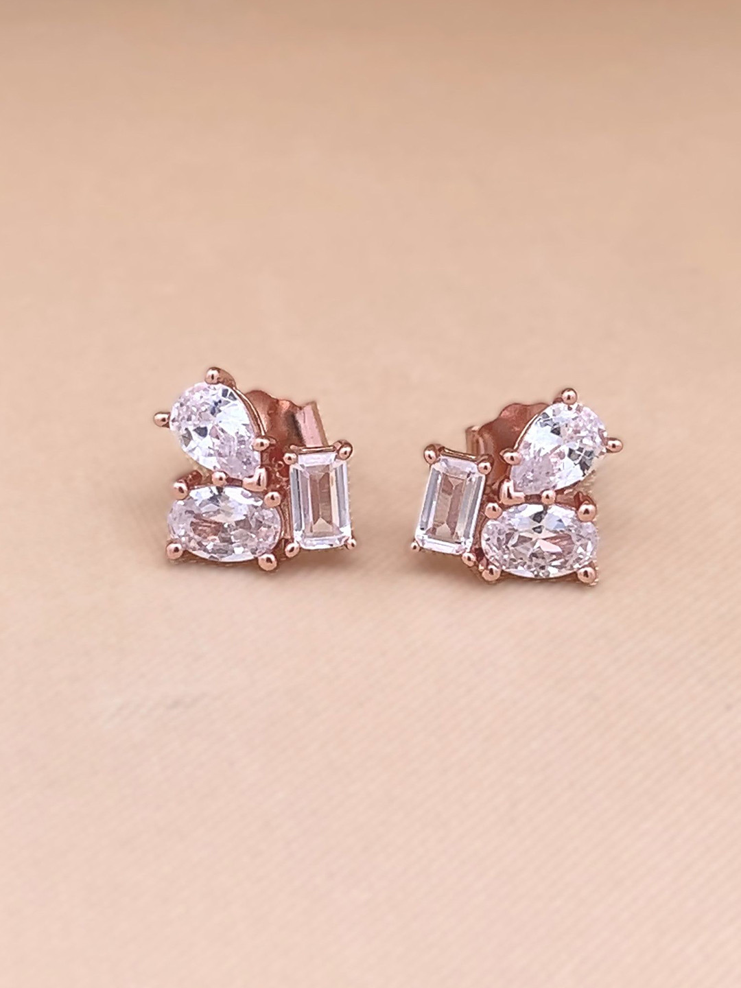 EZURR 925 Silver Triad of Beauty Stud Earrings