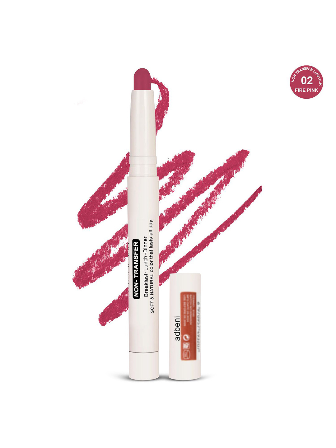 Adbeni Non-Transfer Waterproof Matte Lip Crayon Lipstick - 3 ml - Fire Pink 02