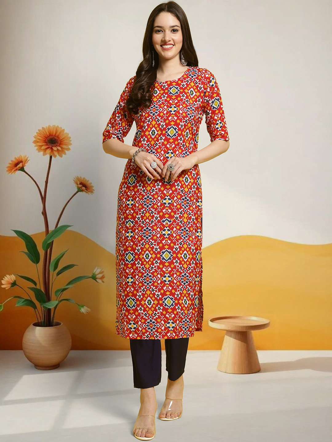 Anouk Rustic Women Ethnic Motifs Printed Ikat Kurta