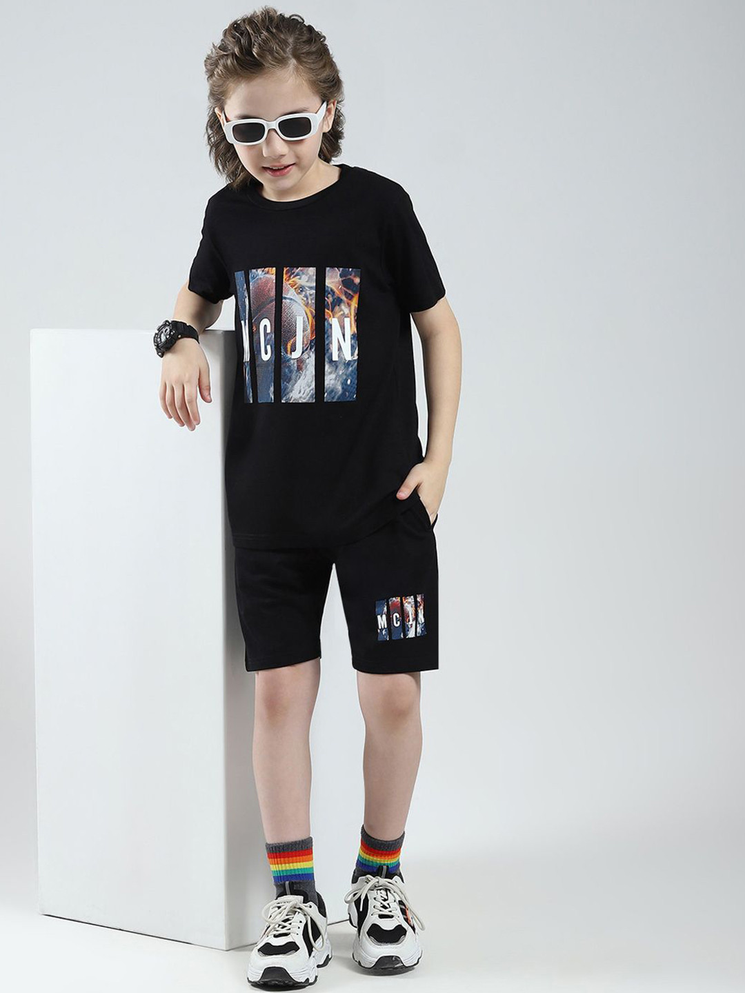 Monte Carlo Boys Printed Round Neck T-Shirt & Bermuda Shorts Clothing Set