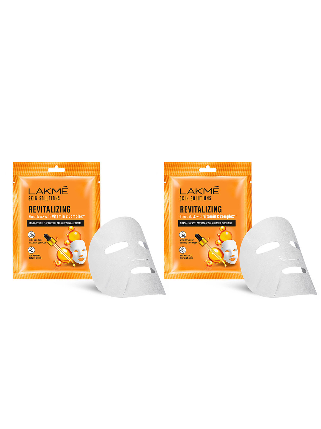Lakme Skin Solutions Set of 2 Revitalizing Sheet Mask with Vitamin C Complex - 25 ml each