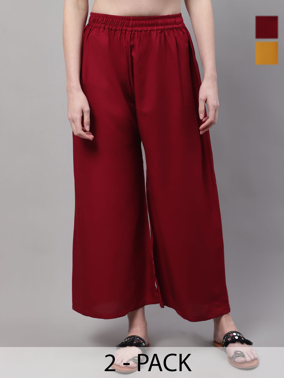Valles365 by S.C. Women Pack of 2 Solid Flared Ethnic Palazzos