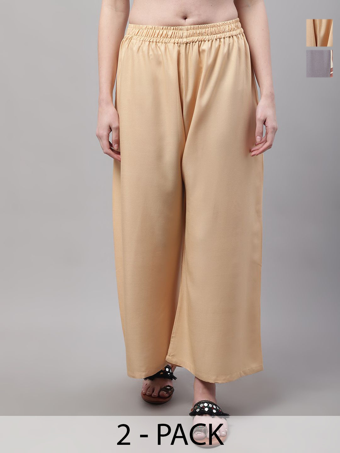 Valles365 by S.C. Women Pack Of 2 Flared Ethnic Palazzos