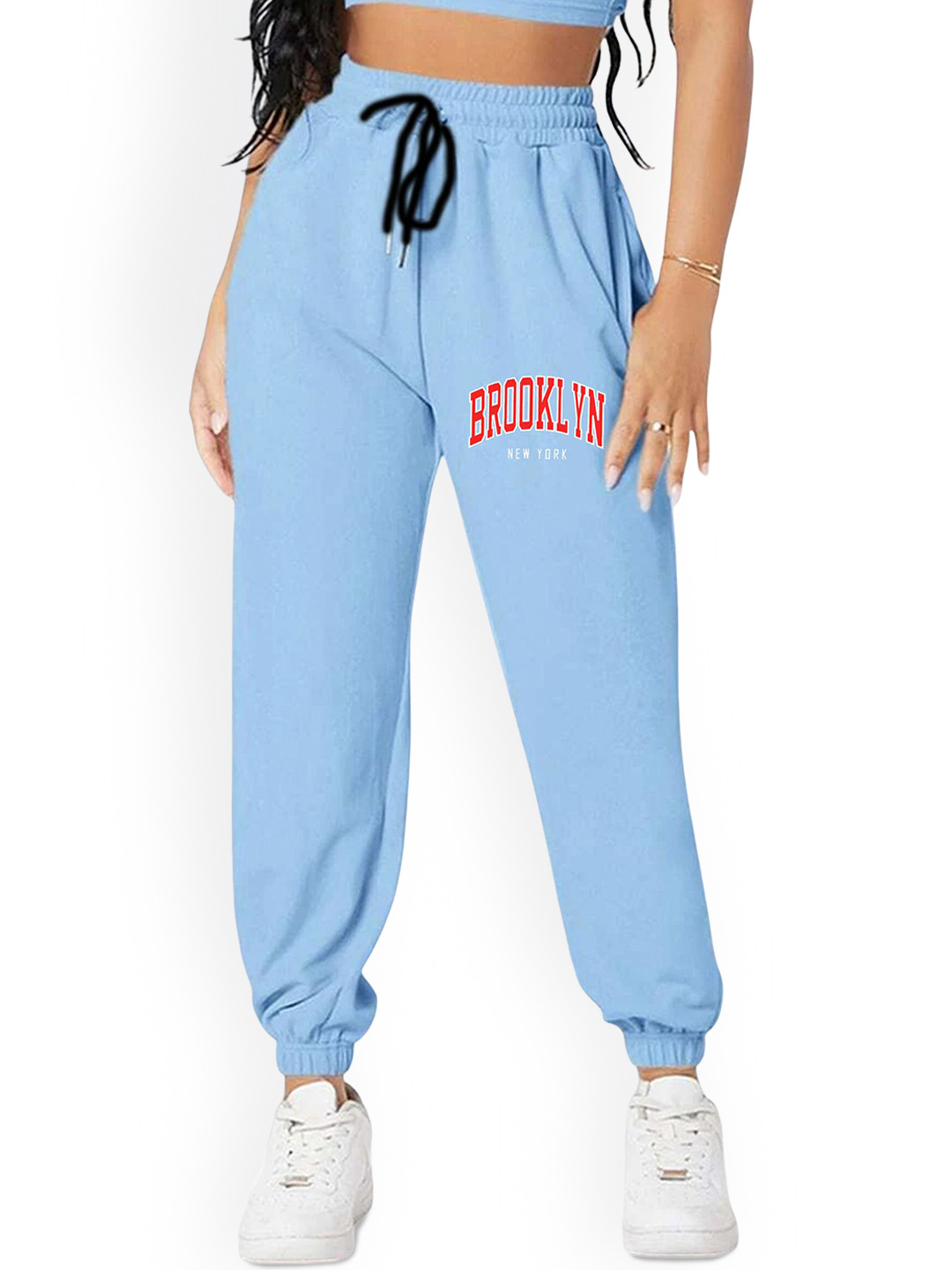 SAAHASAM Terry Women Printed Relaxed Slim Fit High-Rise Joggers