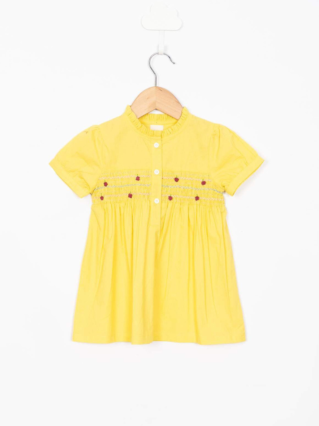 Sangria Infant Girls Floral Embroidered Smocked A-Line Knee Length Dress