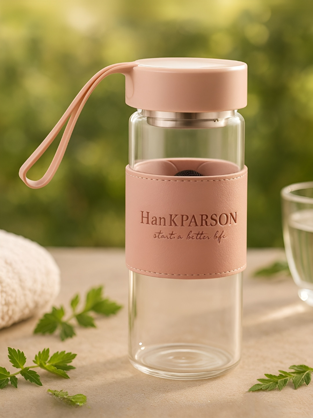 Myntra Elegant Homes Pink Solid Glass Carrying Loop Infuser - 480ml