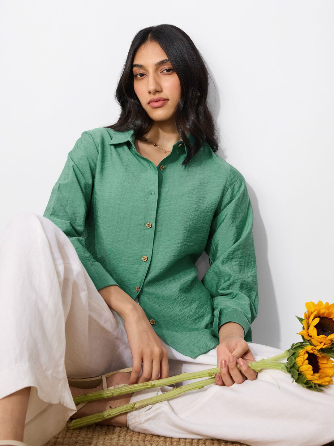 The Souled Store Tie Up Long Sleeves Wrinkle Free Shirt