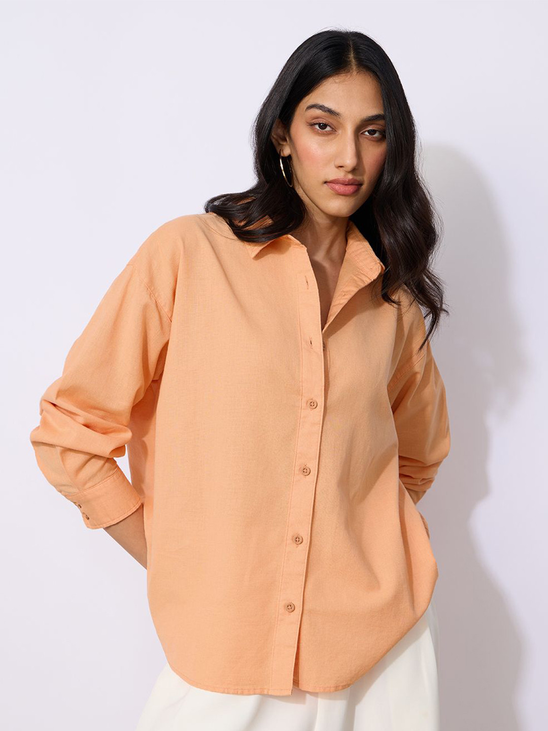 The Souled Store Oversized Cotton Linen Casual Shirt