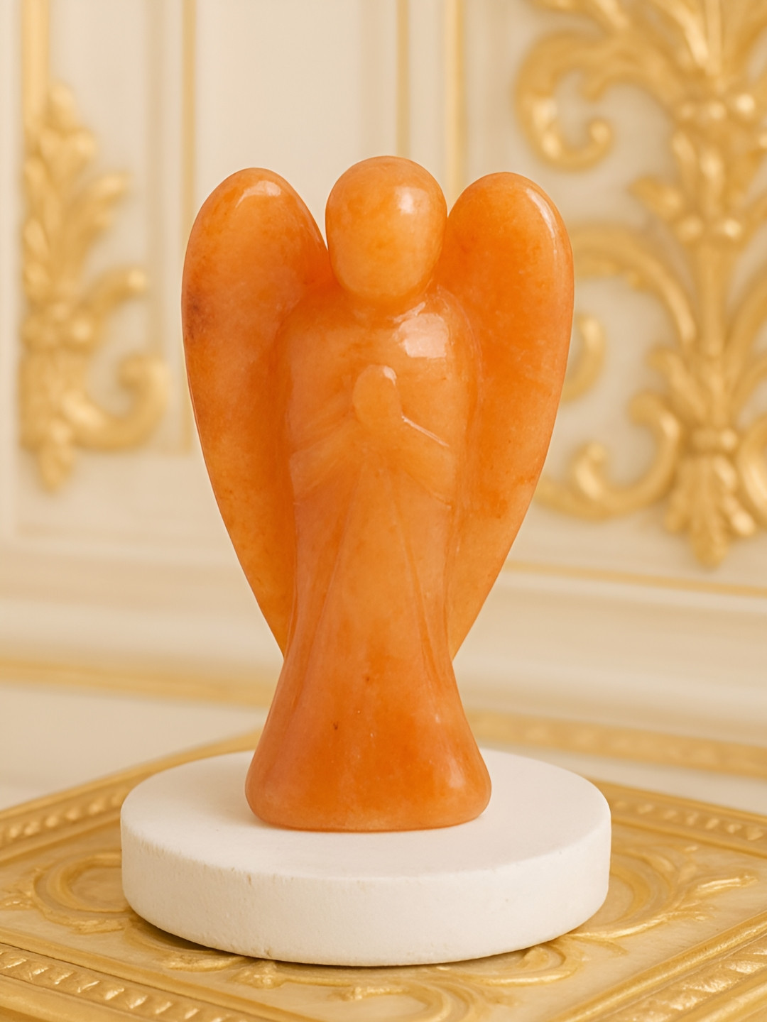 Zhupuk Orange Crystal Glossy Living Room Medium Showpiece - 0.4 Inches