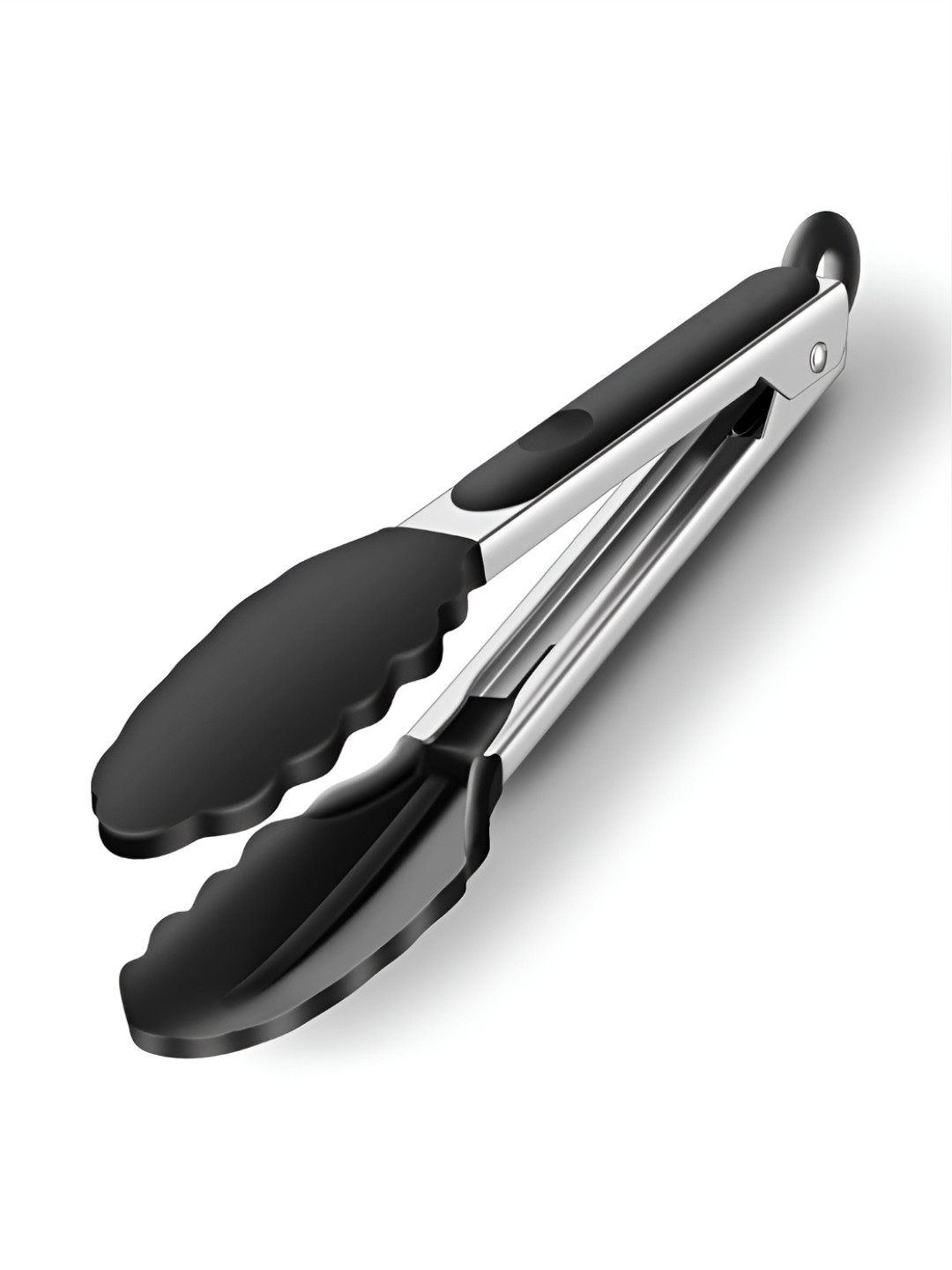 Kuber Industries Black & Silver Toned Stainless Steel Tongs